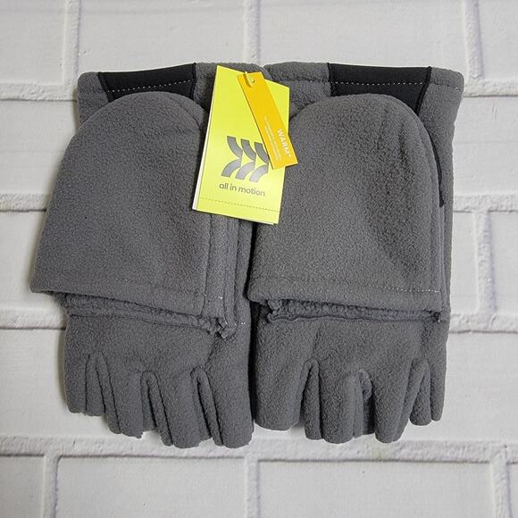 All in Motion Flip Top Fleece Gloves Heather Gray Touch Screen Men's Size S/M - Picture 1 of 6